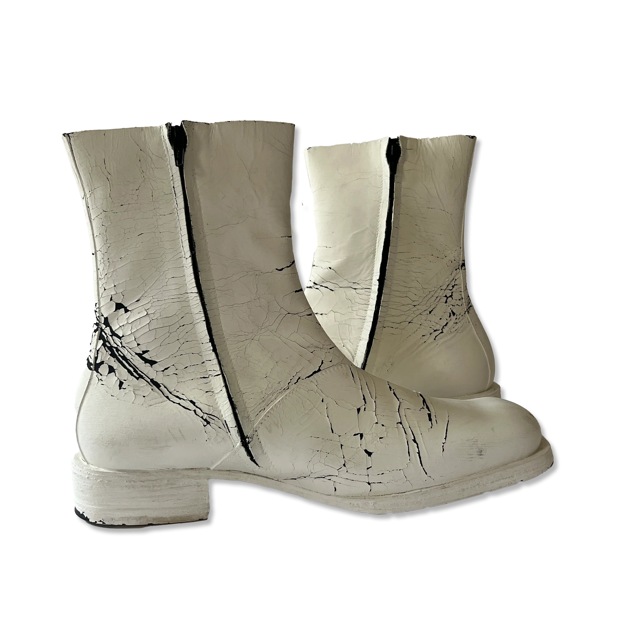 White Cracked Boots